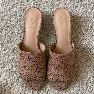Loft cheetah print round block heel mules sandal